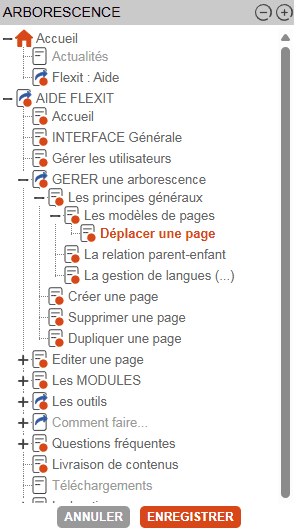 Enregistrer ou annuler la nouvelle arborescence