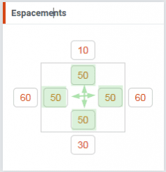 paddings dans le paramètre Espacement d'une grid dans l'éditeur de Flexit