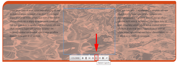 Listes d'outils disponibles pour une colonne : Fléche vers la gauche